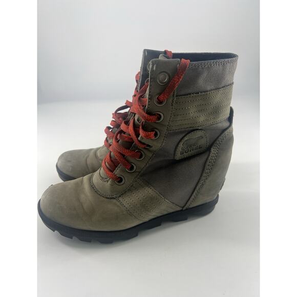 Sorel Lexie Wedge Boots Womens Size 8.5 Gray Winter Comfy Preppy Luxury Ankle - Picture 1 of 11